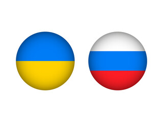 Ukrainian and Russian flags. Ukraine VS Russia. Stop War. Vector isolated on white.