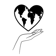 vector illustration, hands close the planet from pollution, save the planet, a small process of a plant, Earth Day concept - vector