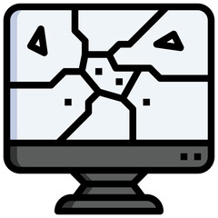 BROKEN SCREEN filled outline icon,linear,outline,graphic,illustration