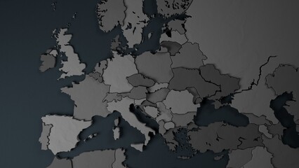 Europe map of 3d puzzles. European political countries. The European Union.