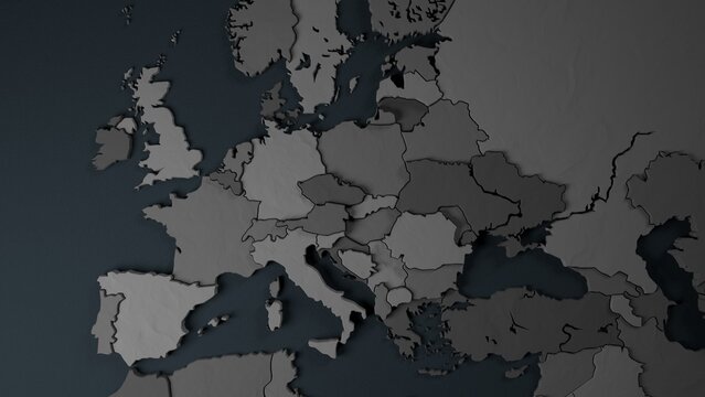 Europe map of 3d puzzles. European political countries. The European Union.