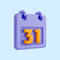 realistic glossy calendar date icon 3d render concept for Business planning events reminder