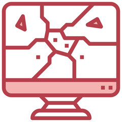 BROKEN SCREEN red line icon,linear,outline,graphic,illustration