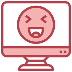 HAPPY red line icon,linear,outline,graphic,illustration