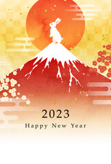 Leinwandbilder 水彩の富士山と虎 寅 と日の出の豪華な22年年賀状の素材のベクターイラスト 朝日 テクスチャ Tiger Honyojima