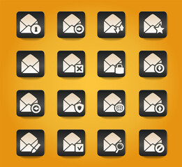 Mail and envelope icons set