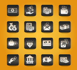 hand and money icon set
