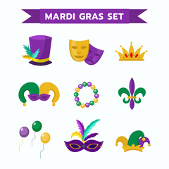 mardi gras icon set collection design © iqbal alfa