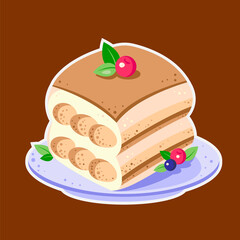 sticker in the form of an airy coffee tiramisu