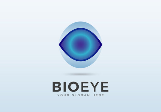 Abstract Blue Gradient Eye Design Stock Vector Logo. Usable for Medical, Technology, Security, Business Companies.