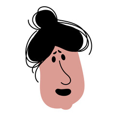 Female face in doodle style on a white background