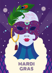 mardi gras with beautiful character illustration design