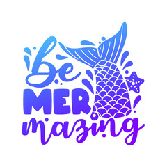 Be Mer Mazing Illustration Clip Art Design Shape. Mermaid Tail Silhouette Icon Vector.