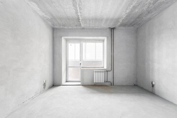 interior of the apartment without decoration in white colors