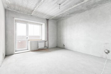 interior of the apartment without decoration in white colors