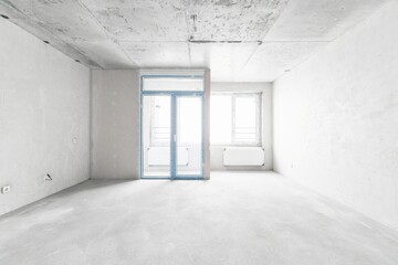 interior of the apartment without decoration in white colors