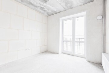 interior of the apartment without decoration in white colors