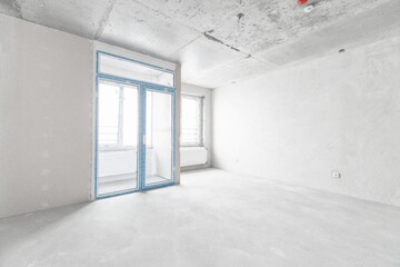interior of the apartment without decoration in white colors