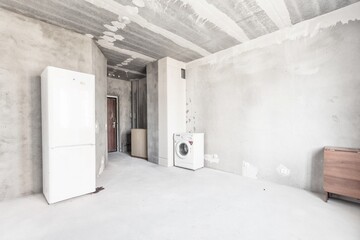 interior of the apartment without decoration in white colors