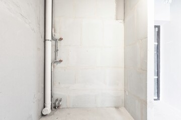 interior of the apartment without decoration in white colors