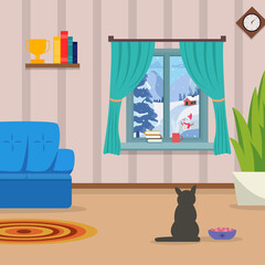 living room vector flat illustration