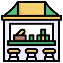 SNACK BOOTH filled outline icon,linear,outline,graphic,illustration