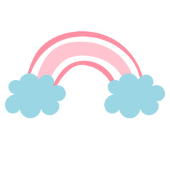 Cute cartoon trendy scandinavian rainbow isolated on white background. Ideal for childish nursery goods, clothes, apparel print patterns.