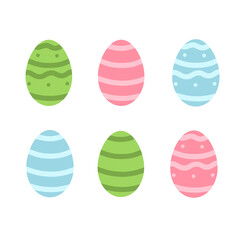 Vector Easter eggs set in nursery Scandinavian pastel color palette. Ideal for decorations, postcard design.