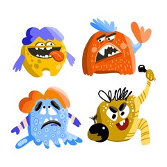 Funny Monster set. Cartoon, vector