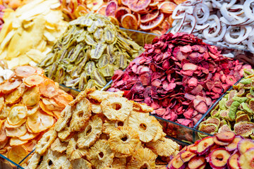 Wide range of dried fruits at the Grand Bazaar, Istanbul