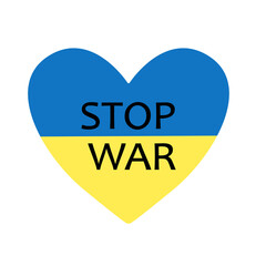 Heart in the colors of the Ukrainian flag. Stop war concept. Flat vector illustration