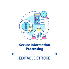 Secure information processing concept icon. Data changing. Basic digital skills abstract idea thin line illustration. Isolated outline drawing. Editable stroke. Arial, Myriad Pro-Bold fonts used