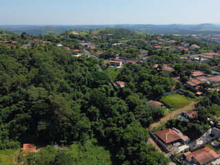 Fototapeta na wymiar Foto aérea da cidade de Pedreira no interior de São Paulo. Capital brasileira de porcelana. 