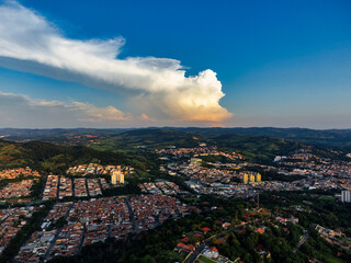 Foto aérea da cidade de Pedreira no interior de São Paulo. Capital brasileira de porcelana. 