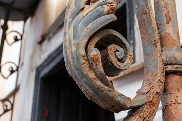 Forged metal decor element, rusty decoration details