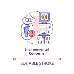 Environmental concerns concept icon. Cryptocurrency issue in nearest future abstract idea thin line illustration. Isolated outline drawing. Editable stroke. Arial, Myriad Pro-Bold fonts used