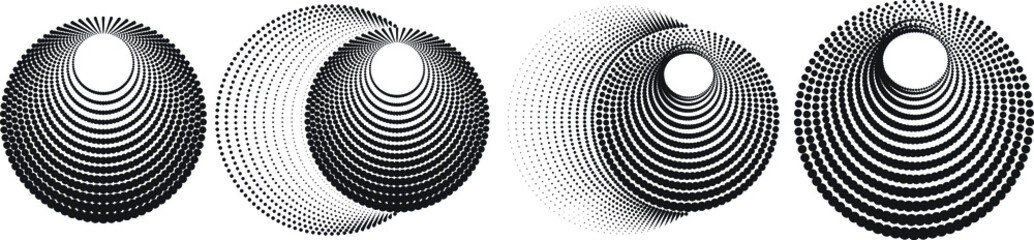 Halftone dots in circle form. round logo . vector dotted frame . design element