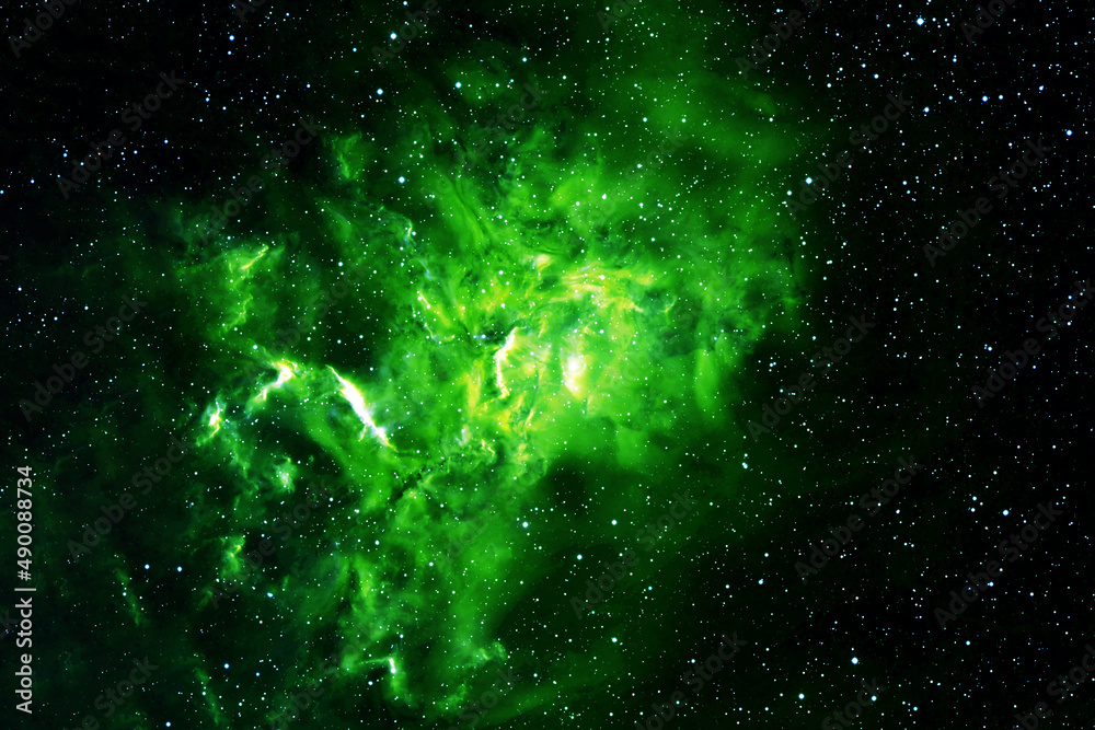 Canvas Prints beautiful space nebula of green color. elements of this image were furnished by nasa.