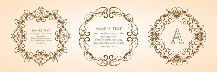 春の植物モチーフのフレームセット。ビンテージフラワー。装飾デザイン。流行りのあしらい