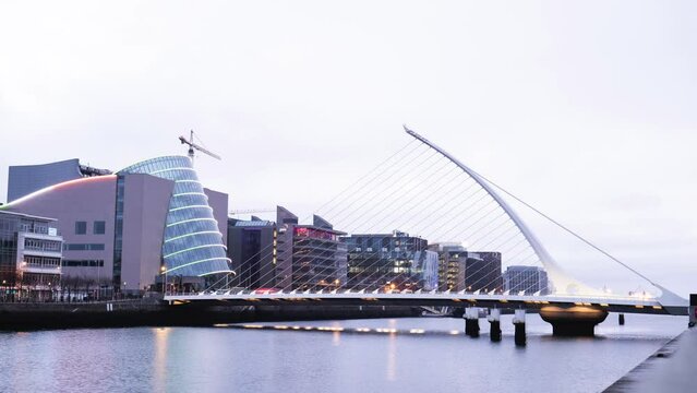 Timelapse taken in the morning of a bridge in Dublin
