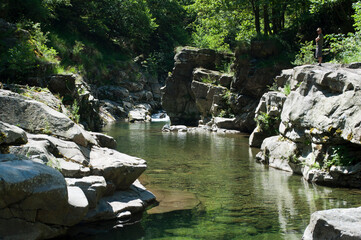 Naklejka na ściany i meble Rocks and Clear Water. Sessera River, Italy