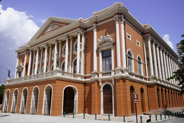 The Theatro da Paz (Peace Theater) is located in the city of Belém, in the state of Pará, in Brazil. Was built following neoclassical architectural lines, within the golden age of rubber in the Amazon - obrazy, fototapety, plakaty