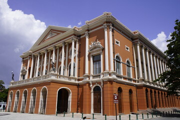 The Theatro da Paz (Peace Theater) is located in the city of Belém, in the state of Pará, in Brazil. Was built following neoclassical architectural lines, within the golden age of rubber in the Amazon - obrazy, fototapety, plakaty