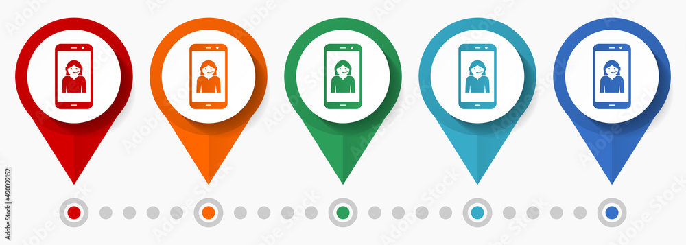 Poster Customer service concept vector icon set, flat design support pointers, infographic template easy to edit