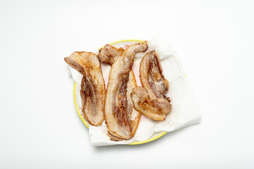 Rashers of bacon, grilled at the table and dipped in a mixture of sesame oil and salt.