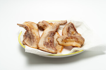 Rashers of bacon, grilled at the table and dipped in a mixture of sesame oil and salt.