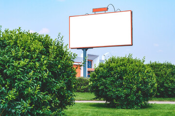 Close up, billboard mockup on city background.