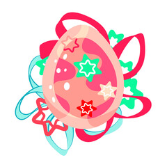 Easter drawing. Easter eggs. For the feast of the Christian and Catholic baptism. Church traditions. Bright colors.