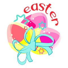 Easter drawing. Easter eggs. For the feast of the Christian and Catholic baptism. Church traditions. Bright colors.