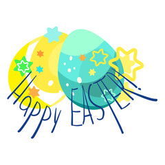 Easter drawing. Easter eggs. For the feast of the Christian and Catholic baptism. Church traditions. Bright colors.